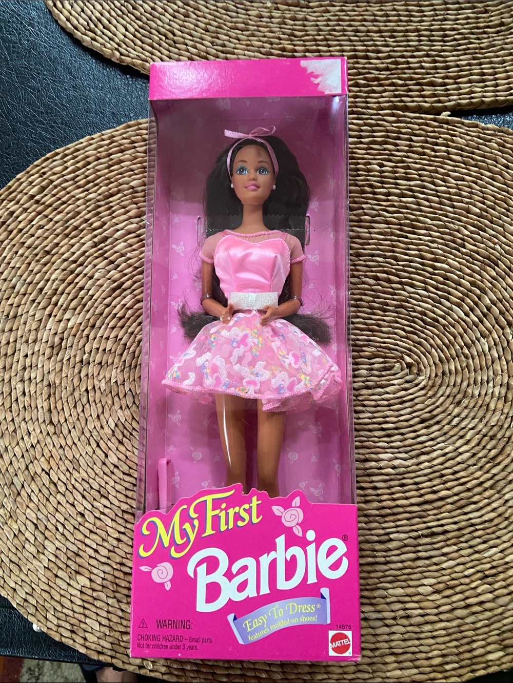 Barbie Doll in Bright Pink Satin Top and Patterned Pink Skirt
